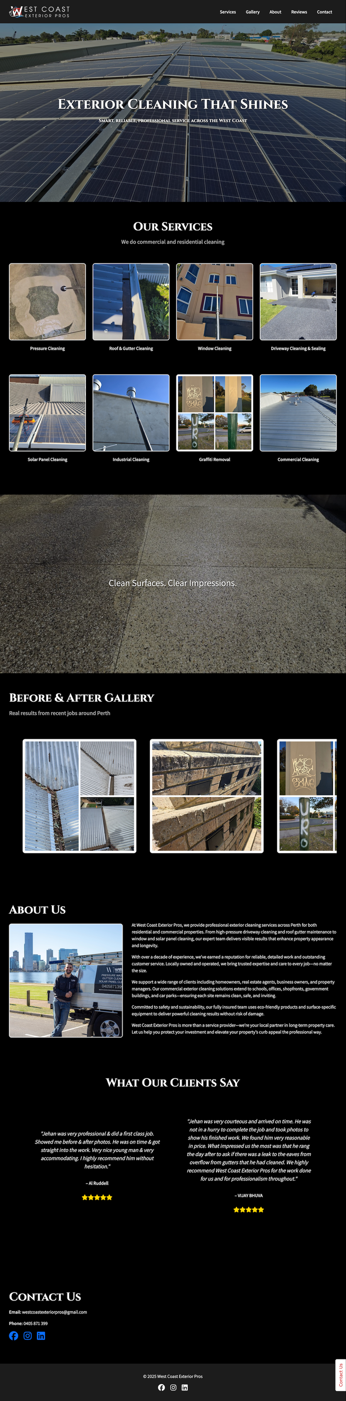 West Coast Exterior Pros website screenshot